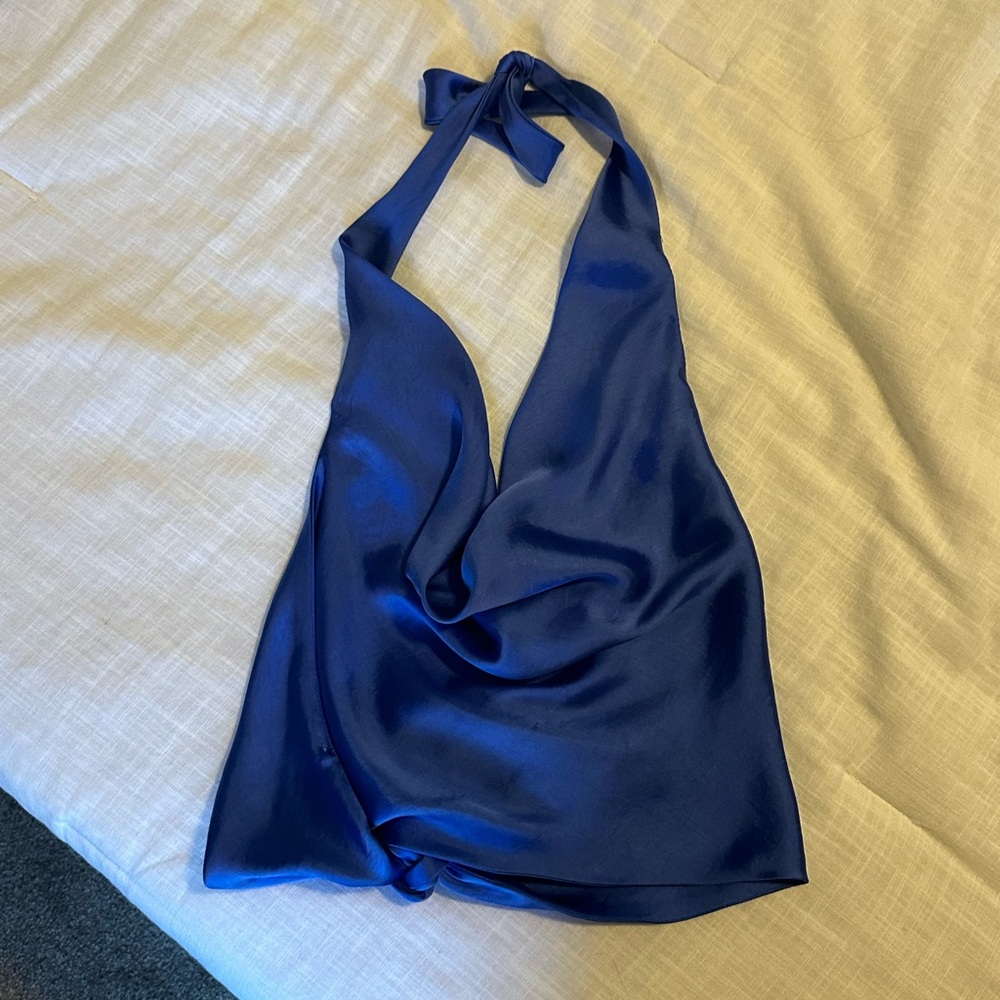 Zara Royal Blue Cowl Neck Top